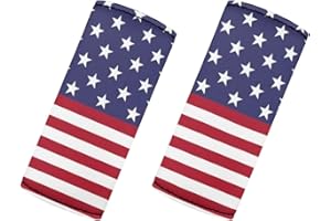 BIGCARJOB American Flag Stars Luggage Handle Wrap Set 2 Pieces Door Handle Protection Sleeve Cover for Women Girls,4th of July Suitcase Protective Handle Cover set Luggage ID Tags