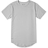BYLT Mens Drop-Cut Men's T Shirt – Plain Tshirts for Men, Drop Cut Basic Crewneck Tee – Soft Polyester, Cotton, and Spandex Blend – Moisture Wicking, Wrinkle Resistant, Stretch Fit – Maroon, Large