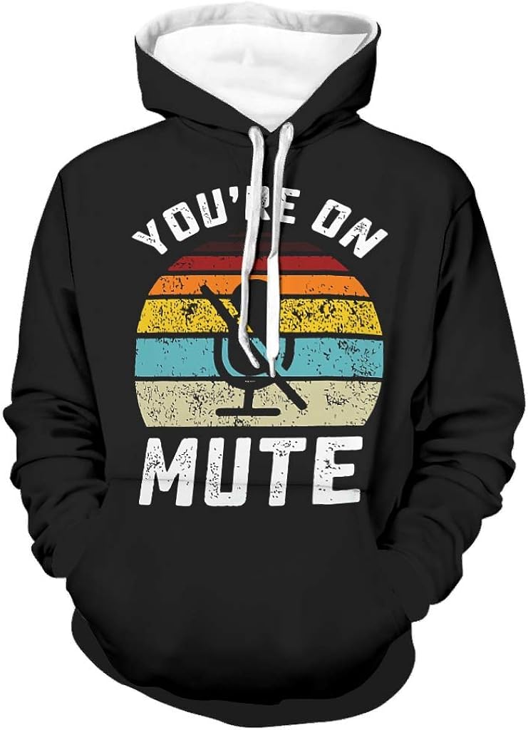 Shinelly Sie sind auf Mute Vintage Druck Herren Pullover mit Kapuze