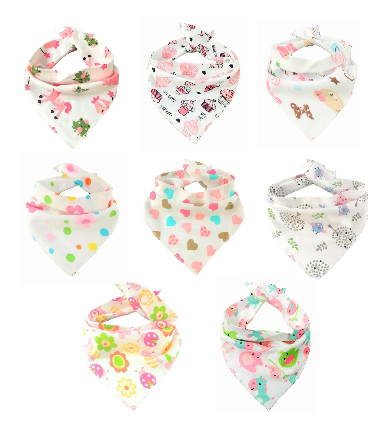 Luxx Shop 8 Pack Girls Baby Bandana Bibs for Drool Bibs Dribble bibs Teething Bibs. Absorbent Dribble Bibs for Babies .Layered Drooling Bibs Organic Cotton
