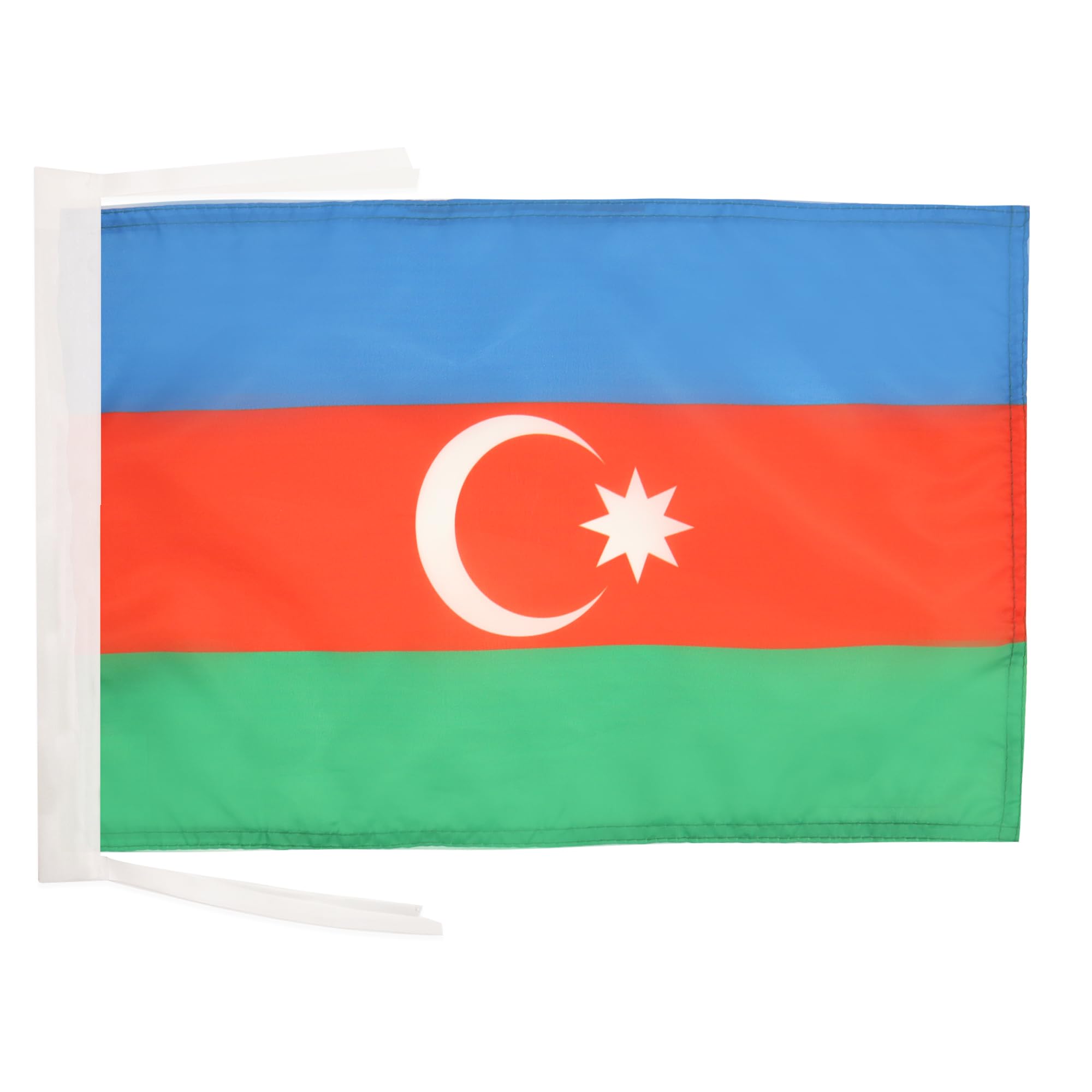 AZ FLAG - Azerbaijan Flag - 18'' x 12'' - 100% Polyester Azerbaijani Small Banner with Two Cords - Fade Resistant - Vivid Colors - 18x12 in - 45x30 Cm โ image 1