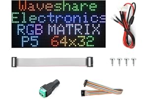 Waveshare RGB Full-Color LED Matrix Panel, 5mm Pitch, 64×32 Pixels, Adjustable Brightness, Compatible with Raspberry Pi 5/4B/3B/Zero/Zero W/Zero 2W/Pico/Pico W/Pico WH/ESP32