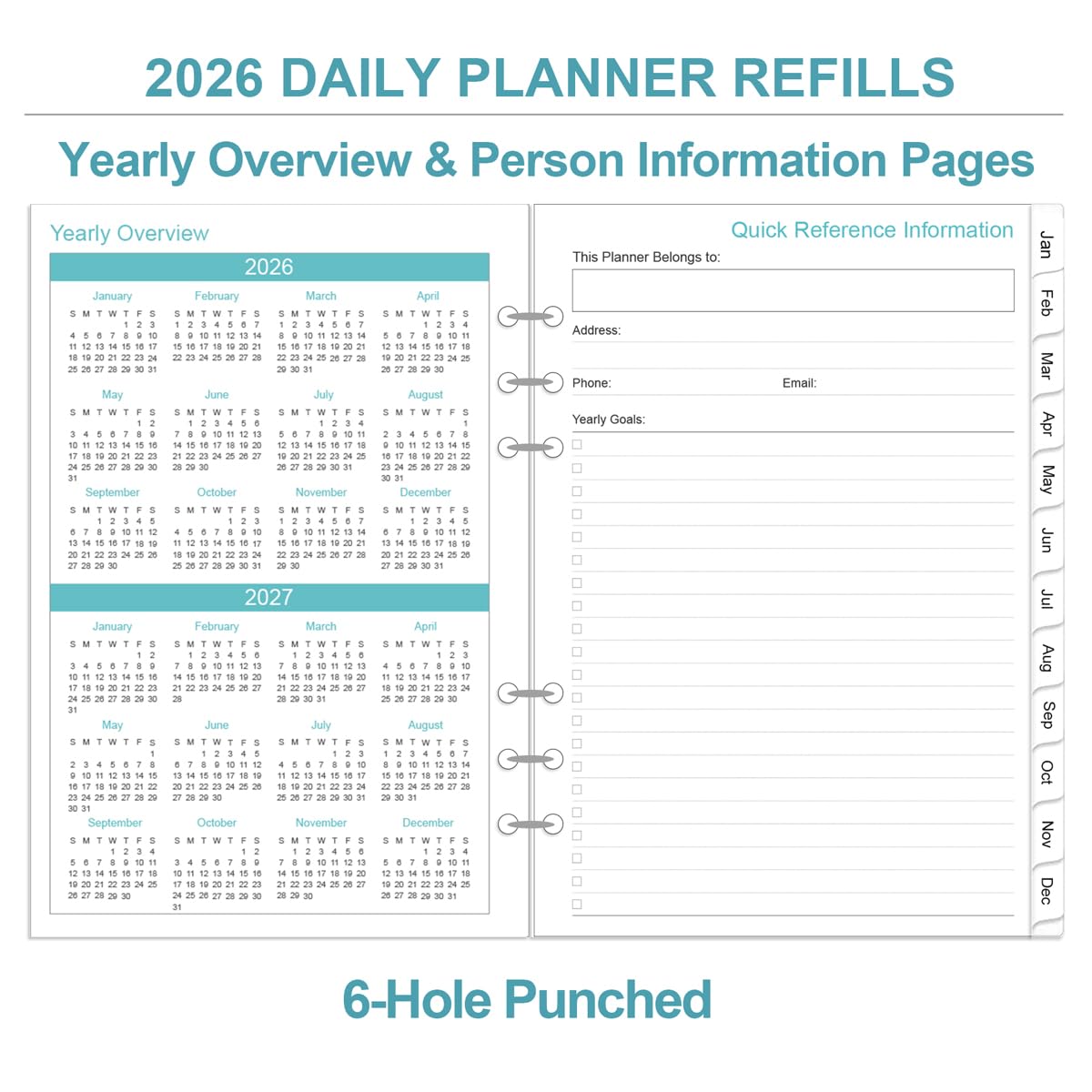 Mua 2026 Planner Refills for A5 Binder - One Page Per Day Daily ...