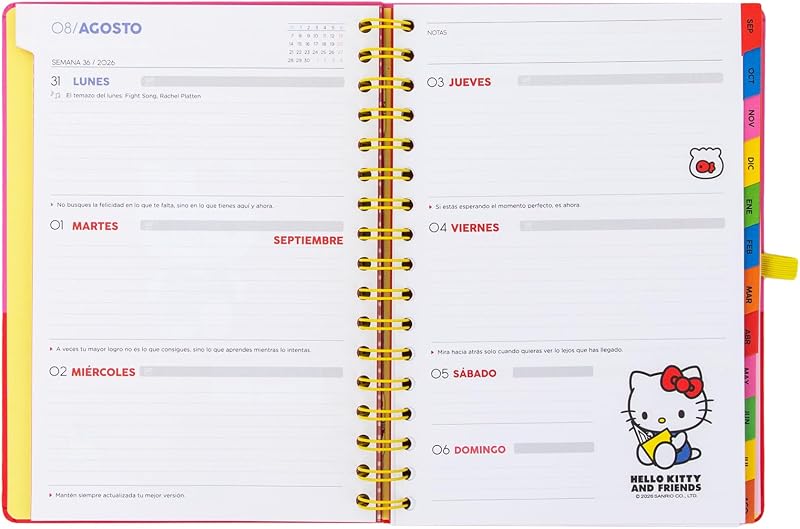 - Agenda Semanal Escolar Hello Kitty 2026-2027 com Autocolantes e Extras – Planeador Completo de setembro de 2026 a agosto de 2027