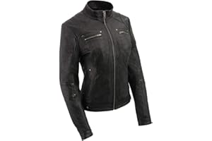 Milwaukee Leather SFL2801 Women's Racer Black Stand Up Collar Motorcycle Fashion Leather Jacket - X-Large