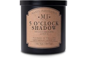 Manly Indulgence 5 O'Clock Shadow Scented Candle for Men 16.5 oz | 2 Wick & 2X Intense Fragrance | Oakmoss, Musk & Fresh Air | Up to 60 Hour Burn, Soy Blend Wax, USA Poured, Black