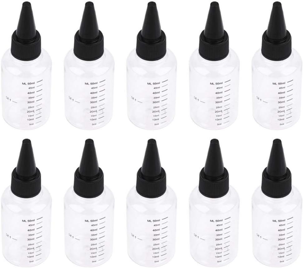Healifty 10pcs Plastic Small Squeeze Bottles with Twist On Cap Lids for Sauce Condiments Dressing Paint Olive Oil BBQ 60ML - Image 3