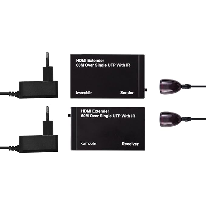 title=kwmobile HDMI extender cavo di rete- estensore HDMI 60m via cavo Cat6 a