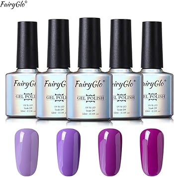 Ensembles De Vernis à Ongles Vernis Semi Permanent Gel Uv Ou Led De Fairyglo 4pcs X 10ml Soak Off Kit En Violet C020