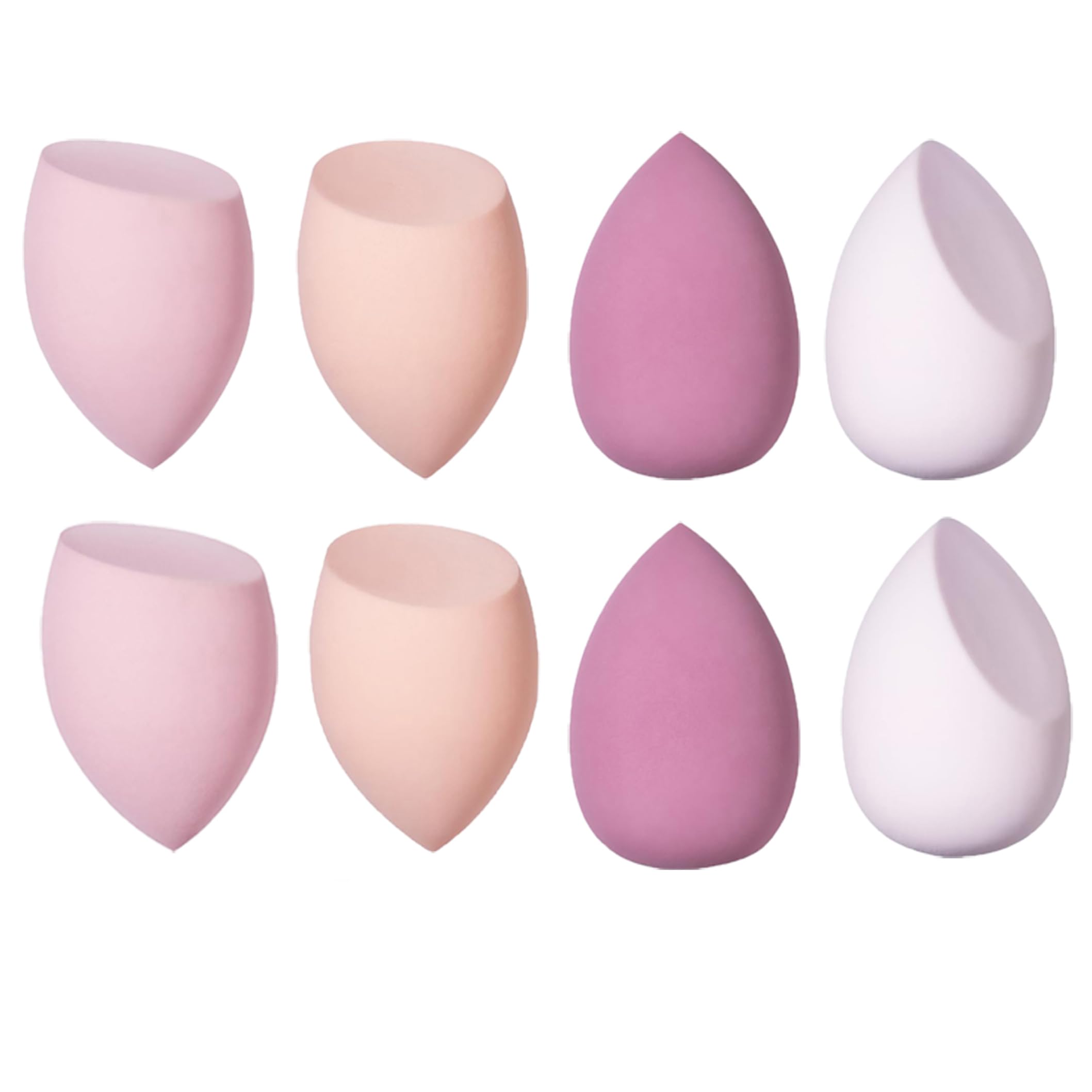 8 Pcs Makeup Sponge Blender with 1 Clear Plastic Sponge Case, Professional Non Latex Beauty Applicator, Set for Cream, Liquid and Foundations, Comes for 3 Shapes (Pink Set)