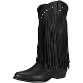 SheSole Women's Wide Calf Fringe Boots Wide Width Western Cowgirl Cowboy Tassel Boots