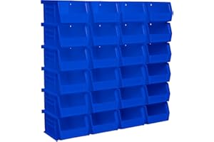 Akro-Mils 30210 AkroBins Plastic Storage Bins, Space-Saving Stackable Bins for Garage, Pantry, Craft Organization, 5" x 4" x 3", Blue, 24-Pack