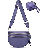 Bum Bags for Women Nylon Crossbody, Spacious Fanny Packs Belt Bag Large Sling Bag with Adjustable Strap (Purple)
