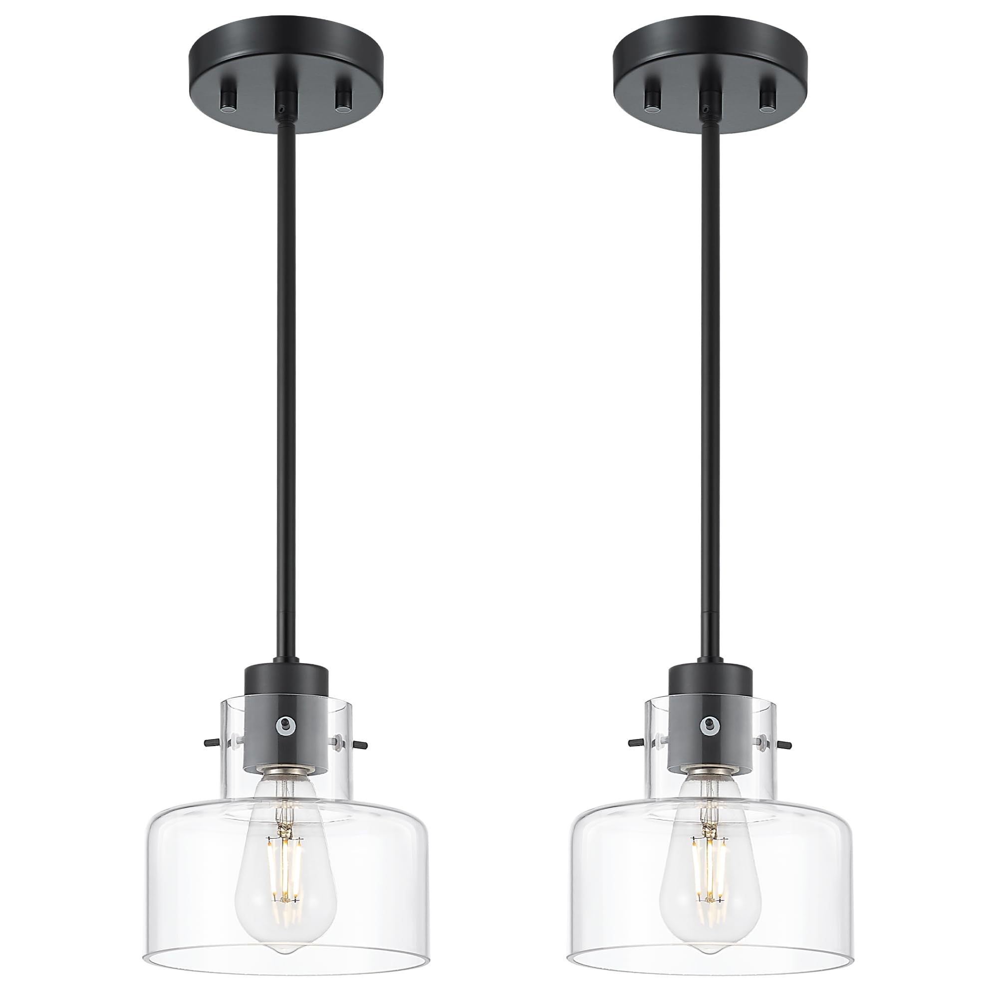 Photo 1 of METWET 2 Pack Pendant Lights Kitchen Island, 6" Matte Black Pendant Light Fixtures Over Island with Clear Glass Shade, Modern Kitchen Island Lighting for Dining Room Entryway, PL124-MB-G-2PK