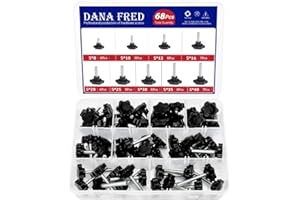 DANA FRED 68 Pieces Star Knobs Screw Kit M5 Nylon Black Plastic Replacement Star Hand Knobs with Steel Tightening Screws Standard Metric Handle Thread Stud Bolt Hardware M5x8/10/12/16/20/25/30/35/40 mm