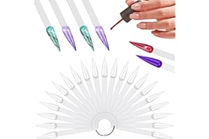 Fansunta 300 Pieces Nail Swatch Sticks Stiletto, Nail Polish Color Sample Sticks, Nail Display Sticks with Metal Ring, nail color swatches for Showing Nail Art