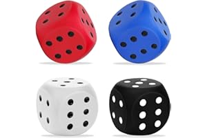 HEYTIMI 4 PCS Jumbo Foam Dice - 2.36 Inch Soft 6 Sided Stress Relief Squeeze Game Dice for Family Fun, Classroom Activities, and Party Supplies (Multi Color)