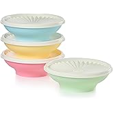 Tupperware Heritage Collection, New 4 Cereal Bowl with Lids Set in Vintage Colors, Dishwasher Safe and BPA Free (4 containers, 4 lids)