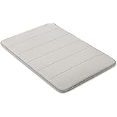 Amazon Basics Absorbent &amp; Fast Dry Plush Memory Foam Bath Mat, Non-Slip Backing, 17 x 24 in, Light Gray