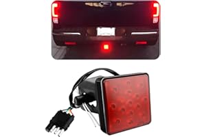KVAEY 15 LED Brake Light Trailer Hitch Cover, Super Bright Brake Driving Lamp for 2" Towing Hitch Receiver, Universal Brake Tail Light for Towing Truck SUV, Car Accessories (Red)