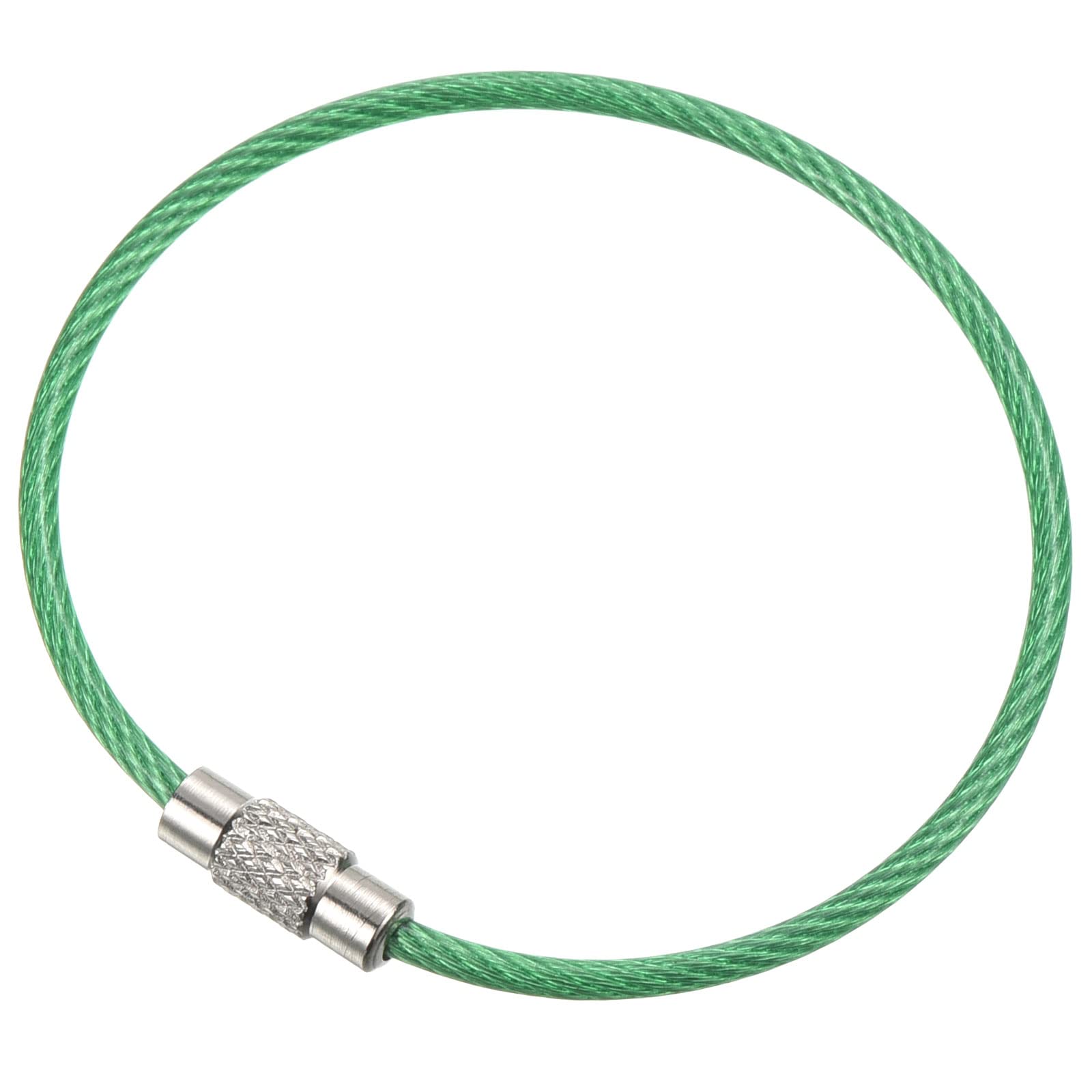PATIKIL 3.5 Inch Length Wire Keychain Cable, 15 Pack Stainless Steel Key Ring Loop, Green