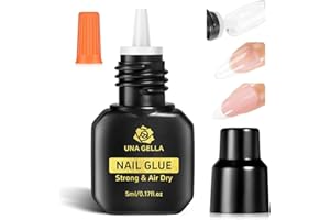 UNA GELLA Quick Drying Super Nail Glue for Press On Nails, Acrylic Nails & Nail Tips No Lamp Need Press On Nails Glue Drip Use with Opener（5ML） Long Lasting for DIY Nail Art