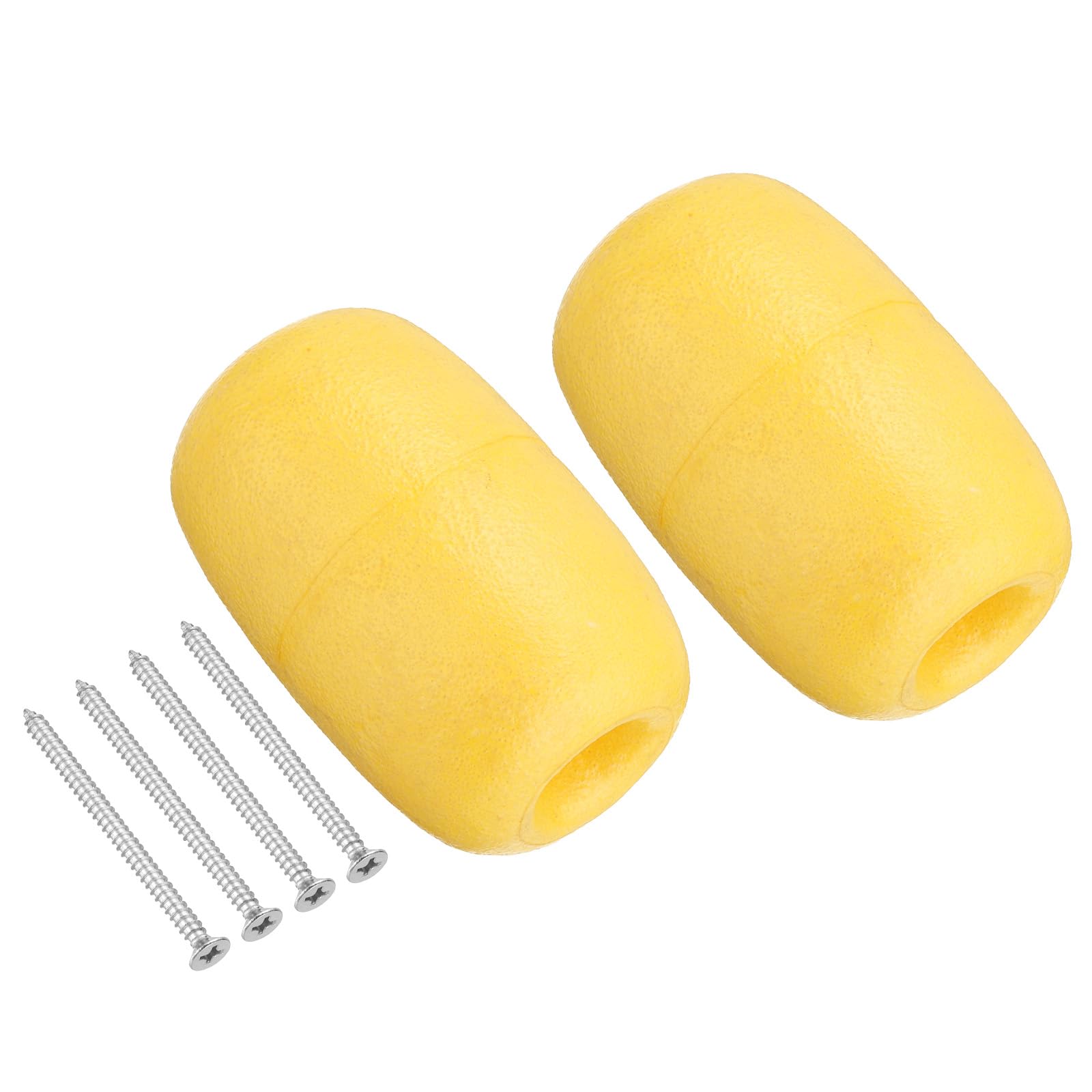 PATIKIL 4.33" x 2.76" Rope Float Buoy Set, 2 Pcs 270g Deep Water Floats Rope Float Buoy with Screw Great for Trail Markers Dock Floats Kayak Boats Swimming Pool, Yellow