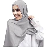 HURESON Instant Chiffon Hijab Set 3-in-1 Hijabs Scarf with Built-in Magnets and Undercap Head Wraps with Modal Cap