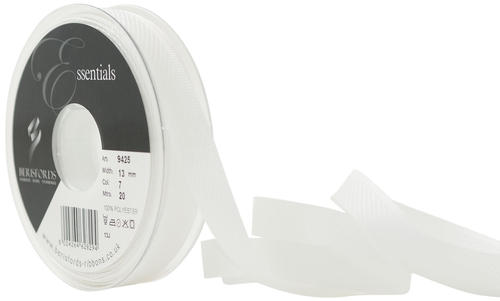 Berisfords 9425-WH-13 13 mm Kick Tape, White