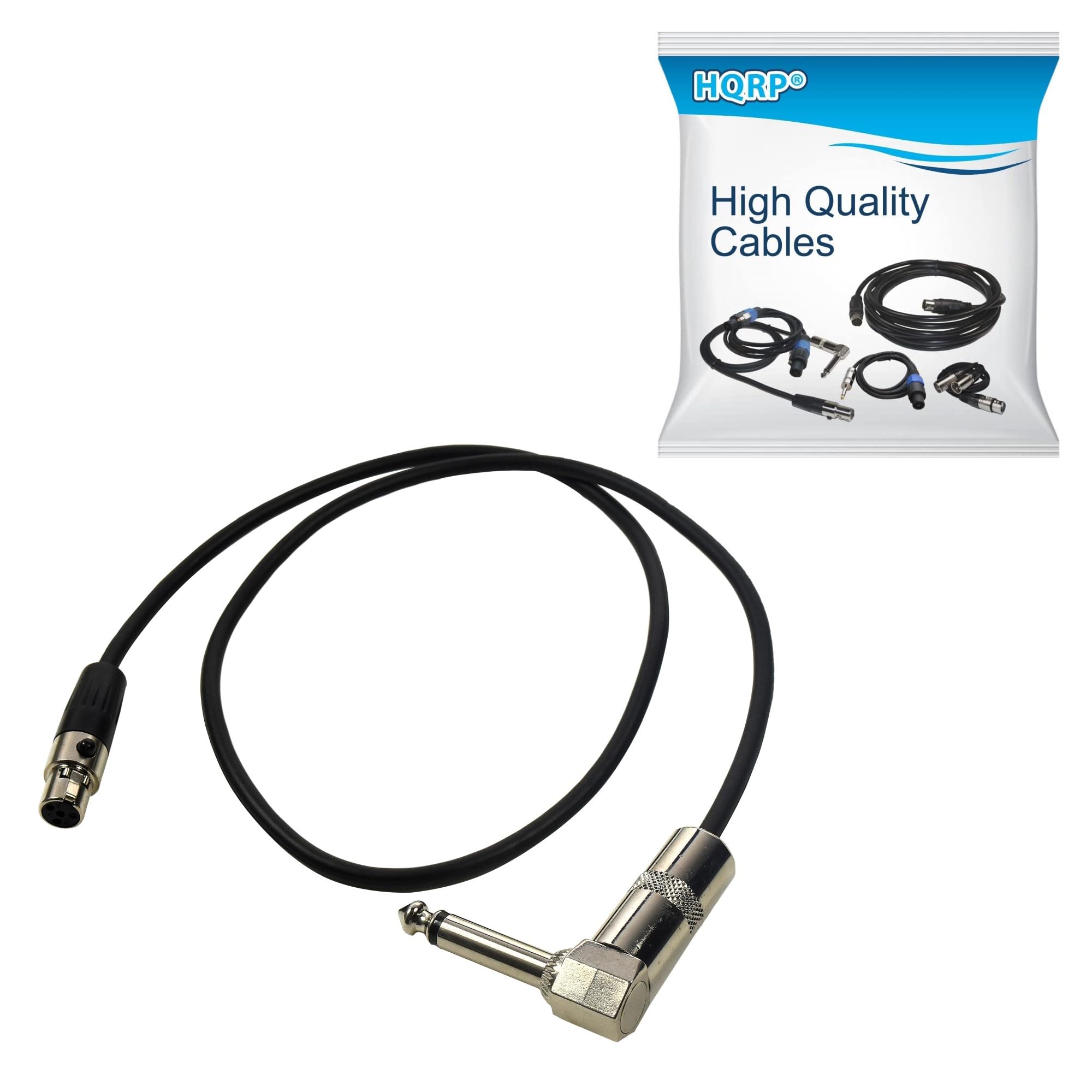 HQRP 4-Pin Mini Connector TA4F to Right-Angle 1/4-Inch Connector Instrument Cable Replacement for Shure WA304 fits AXT100 T1G UT1 SC1 BLX1 PG1 PGX1 GLXD1 QLXD1 SLX1 FP1 ULX1 ULXD1 UR1 Trasmitter