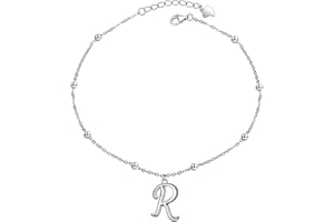 YinShan S925 Sterling Silver Initial Ankle Bracelets for Women, Dainty Layered Beaded Letter Anklet with Initials Cute Summer Anklets Alphabet Ankle Bracelets for Women Teen Girls