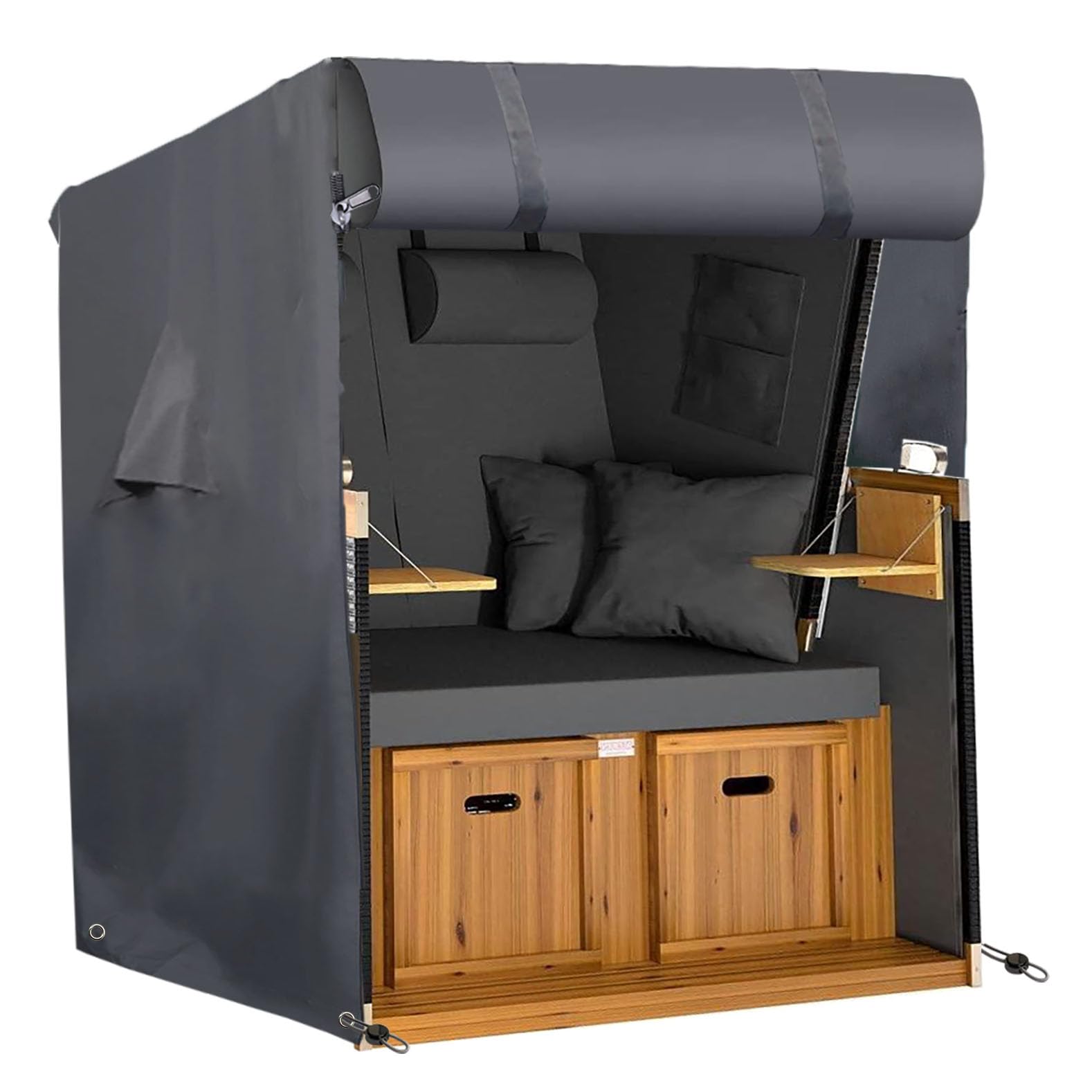 Climecare Protective Cover for Beach Chair Winter Proof with Durable PVC Coating, Stable Waterproof, Grey (128 x 105 x 165/140 cm)