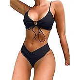 Meetall Women's High Cut String Triangle Bikini Set Swimsuits Sexy Bathing Suits 2 Piece