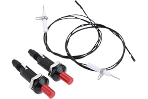 DRELD 2Pack Propane Push Button Piezo Igniter Kit, Piezo Spark Ignition with Threaded Ceramic Electrode Ignition Plug Type of 1 Out 2, Wire 1 Meter, Fit for Gas Grill Range Heater Stove Kitchen lgniter