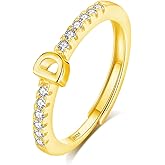 INFUSEU Gold Initial Rings with Letter D Jewelry for Women Teen Sterling Silver 925 Stacking Alphabet Monogram Toe Stackable Stacks Adjustable 7 6 8 Her Birthday