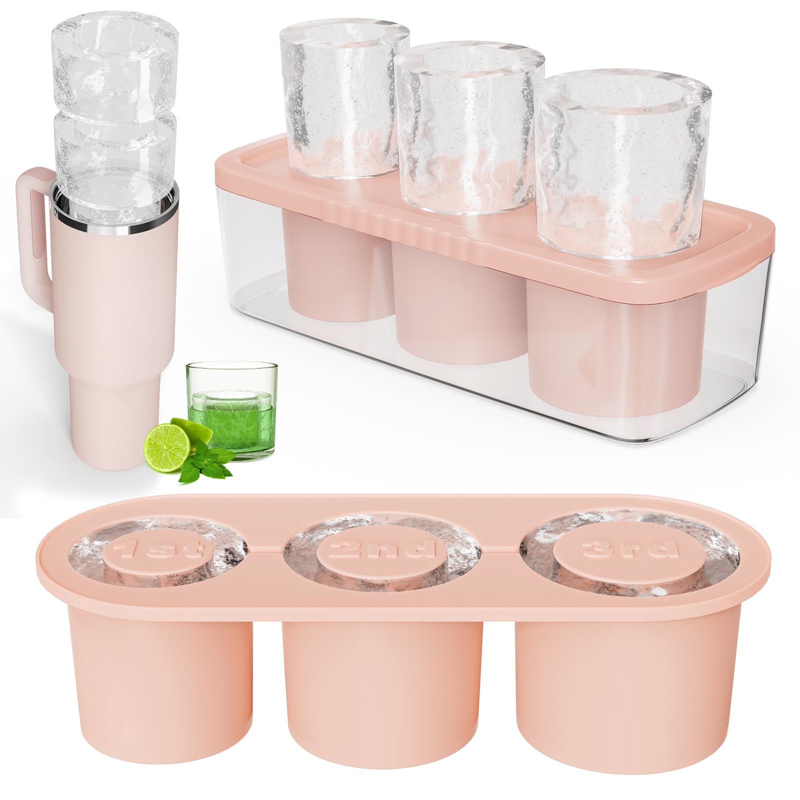 Ice Cube Mold for Stanley Cup, 3 Pcs Silicone Hollow Cylinder Ice Cube ...