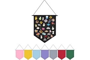 Fnaobai Wall Hanging Brooch Organizer Storage Board Colorful Enamel Pin Badge Canvas Display Banner Earrings Case Collection Holder 12.6x10in(Not Include Any Accessories) (Black)