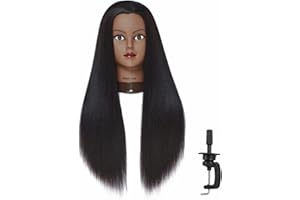 Hairingrid 26"-28" Mannequin Head Hair Styling Training Head Manikin Cosmetology Doll Head Synthetic Fiber Hair and Free Clamp Holder (R71919BY0220)