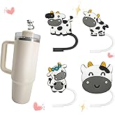 Dairy cow Straw Cover Cap for Stanley Cup, Reusable 10mm (0.4in)