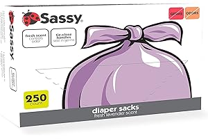 Sassy 250 Count Disposable Diaper Sacks, Lavender Scented, Easy-To-Tie, Diaper Disposal or Pet Waste Bags