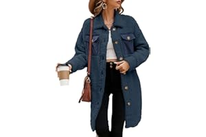EVALESS Fuzzy Fleece Jackets for Women Fashion Long Sleeve Lapel Button Down Long Teddy Coat Faux Fur Warm Winter Outwear