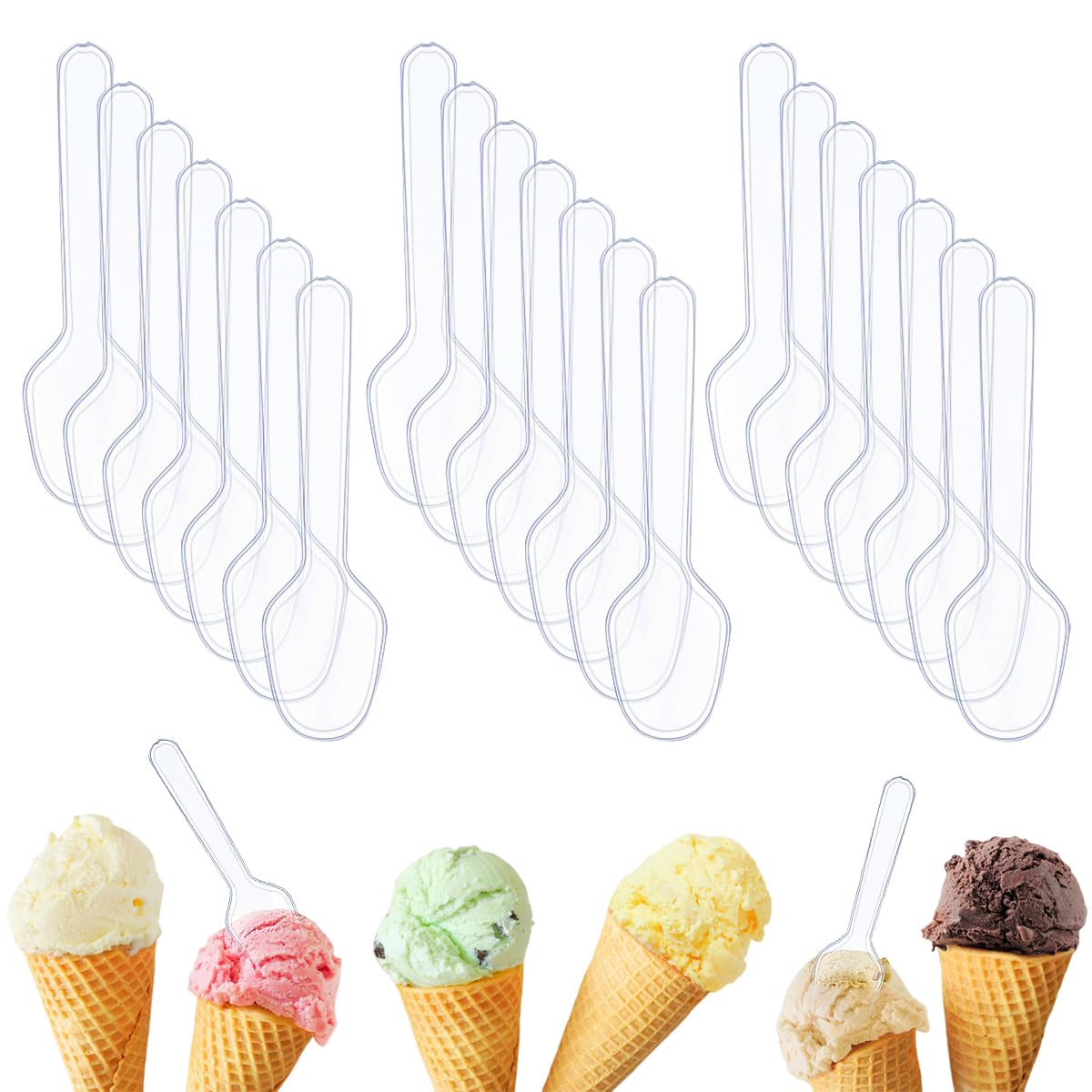 Photo 1 of 500 Pcs Clear Plastic Spoons, 7.5cm/3in Mini Disposable Spoon, Small Dessert Ice Cream Cutlery for Jelly Pudding Yogurt Tasting Sampling Appetizers Home Party Picnics Restaurant Kitchen (500Pcs)
