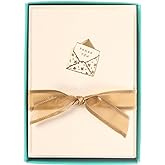 Graphique Just a Note La Petite Presse Boxed Notecards, 10 Embellished Gold Foil Blank"Thank You" Cards with Matching Envelopes and Storage Box, 3.25" x 4.75"
