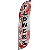 LookOurWay Feather Flag Banner - 12 Feet Tall Advertising Flags for Outdoor Business and Events Promotion - Swooper Flag Only - Farmers Market & Flower Flags - Flowers (10M1200150)