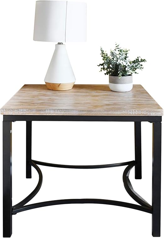 Amazon Com Welland 24 Solid Wood Night Stand Square Rustic Poplar Wood Top Side End Table With Metal Frame For Living Room Bed Room Kitchen Dining