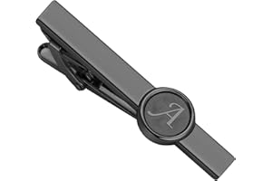 AMITER Initial Tie Clip for Men, 2 inch Mens Necktie Bar for Regular Ties - Black