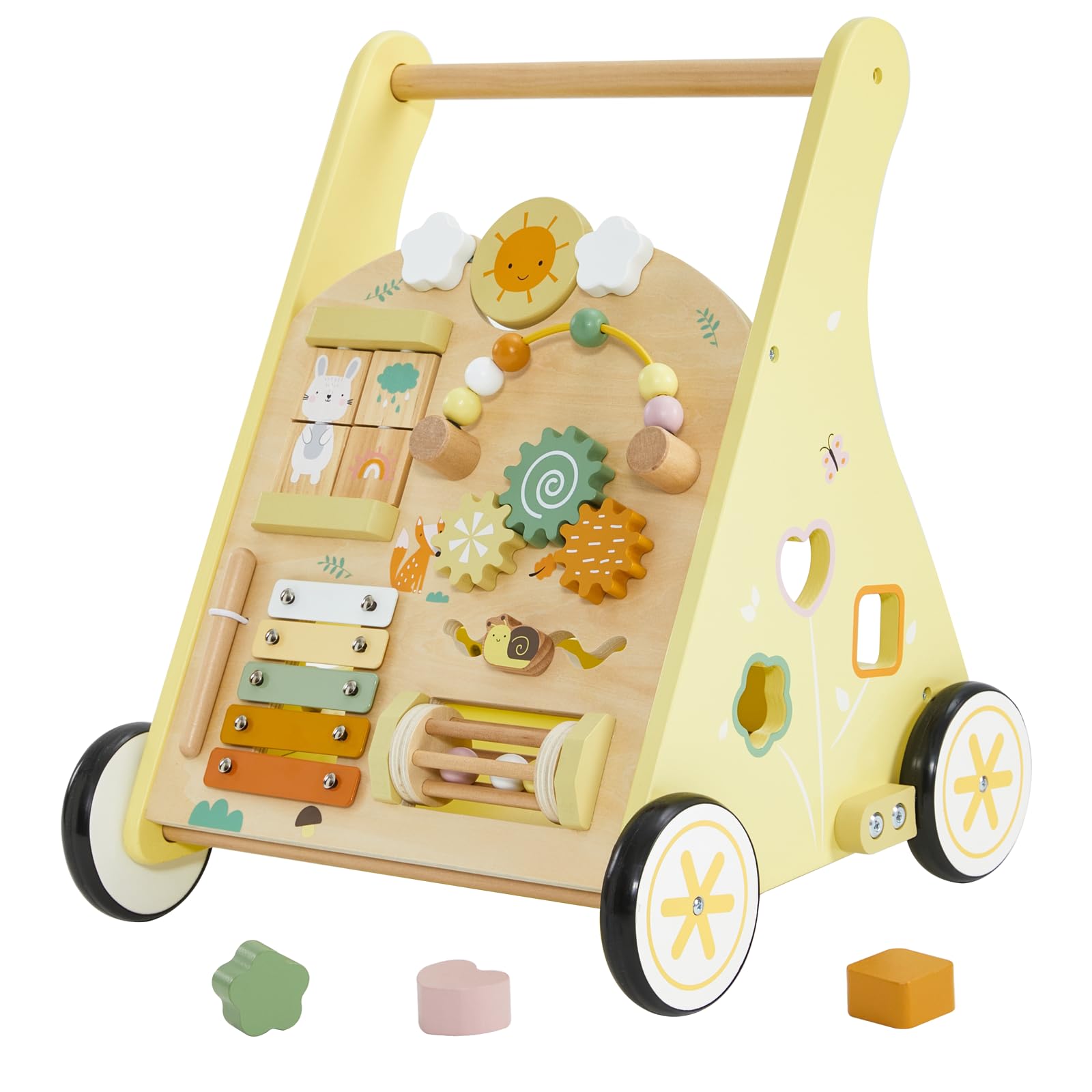 Photo 1 of labebe Wooden Baby Walker, Push Walker for Baby Boys and Girls with Activity Center, Montessori Walker Push Toy for Toddler Learning to Walk