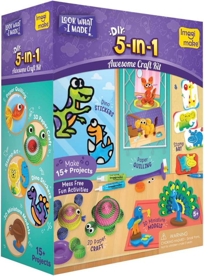 Imagimake 5-in-1 Craft Kit 15+ Mess-Free Activities for Kids 5+