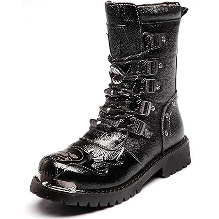 Mens Martin Boot Handmade British Fashion Echtes Leder Wasserdichte Hohe Stiefel Metall Zubehör Steampunk Schuhe Vier Jahresz