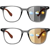 Karsaer 2 Pcs Photochromic Sunglasses Day Night Use Blue Light Blocking Computer Glasses for Men Women with Wooden Temples